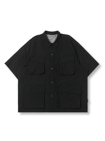 Gmiixder Multi Pocket Lapel Shirt Loose Workwear Short Sleeve Button Blouse Men Women Vintage CityBoy Japan Premium Cargo Shirt