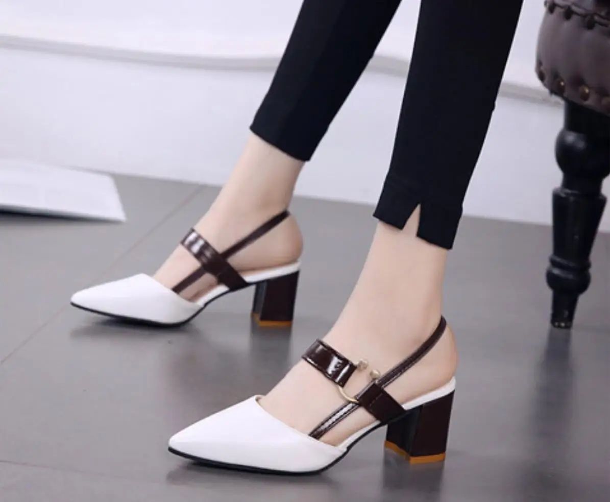 Women's Shoes Trend 2024 Shoe Genuine Leather Medium Heel Block Heels Mirror Luxury Designer Chunky Sandals Ladies Sexy Sandal