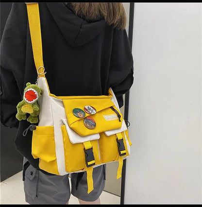 Harajuku Men Nylon Crossbody Bags for Women Messenger Bag Girls School Book Bags Youth Canvas Handbags Shoulder Bag Sac Bolsas