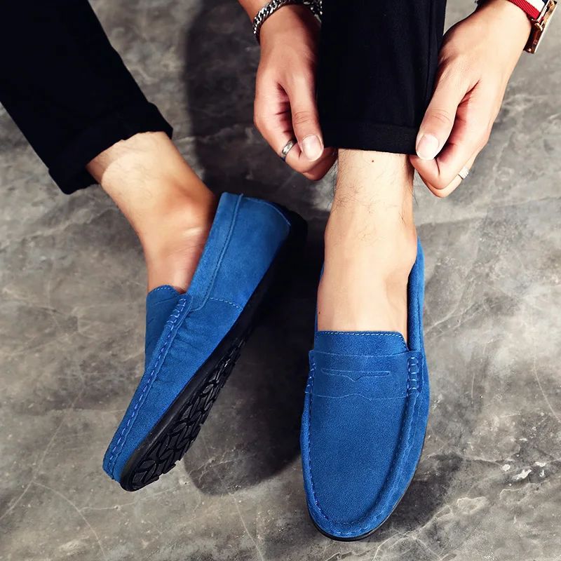 High Quality Leather Men Loafers  Slip on Mens Casual Shoes Fashion Flats Male Driving Shoes Moccasins Ten Colors Size 38-47
