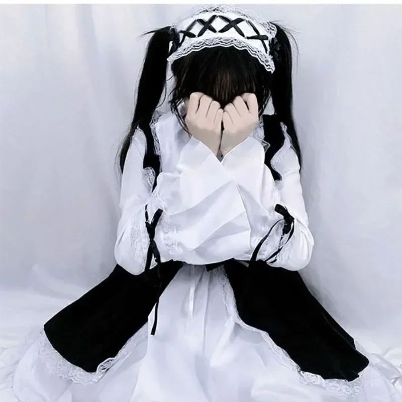 Women Maid Outfit Lolita Cosplay Cute Sexy Erotic Kawaii Cafe Costume Black White Men Uniform Apron Dress Cute Bow Mucama 2026