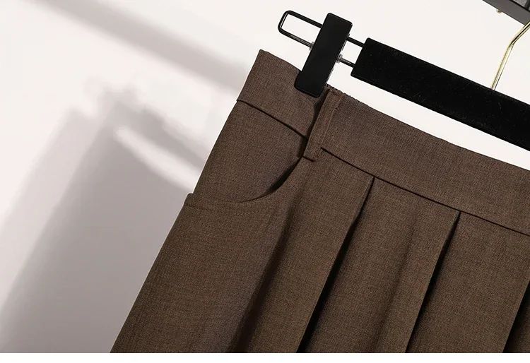 Solid Color Versatile Medium Length Skirt Pleated Plus Size A-Line Maxi Gown Cover Hip Spring Summer 2025 New Half-length Skirt