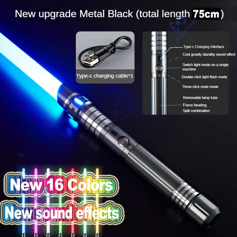 Metal Lightsaber Sword Toys RGB Light Saber 15Color Change Kids Soundfonts Force FX FOC Blaster Toys Jedi Sword Gift