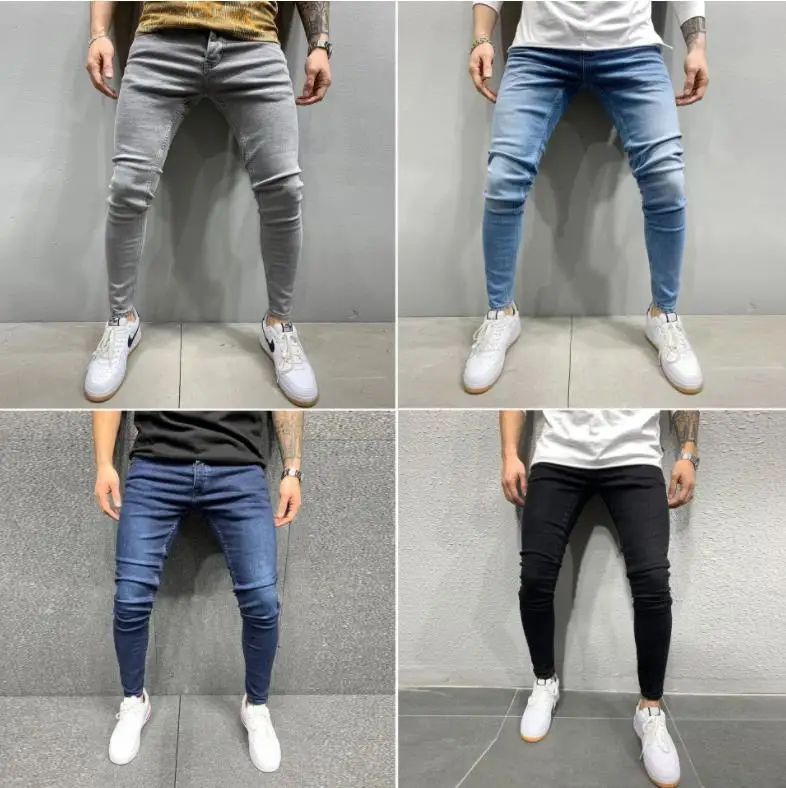 New Style Men's Hip Hop Slim Fit Jeans You And Smooths Your Silhouette Ripped Small Footwear Amazon WISH Badge Plus Size Jeans N