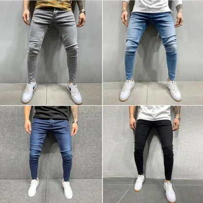 New Style Men's Hip Hop Slim Fit Jeans You And Smooths Your Silhouette Ripped Small Footwear Amazon WISH Badge Plus Size Jeans N