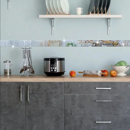 12pcs 20x5cm Acrylic Mirror Sticker Ceiling Edge Strip Self Adhesive Waist Line Wall Stickers for Living Room Corner Wall Decor