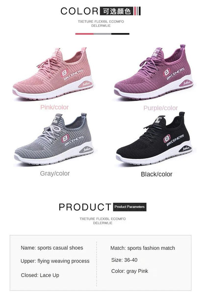 Women Casual Shoes Fashion Breathable Walking Mesh Flat Shoes Sneakers Women 2024 Gym Vulcanized Shoes Purple Female Footwear
