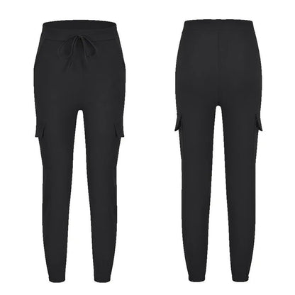 2022 New Solid Jogger Women's Cargo Pants Multi-Pocket Drawstring Elastic Waist Women Sports Pants Streetwear Casual Long Pant