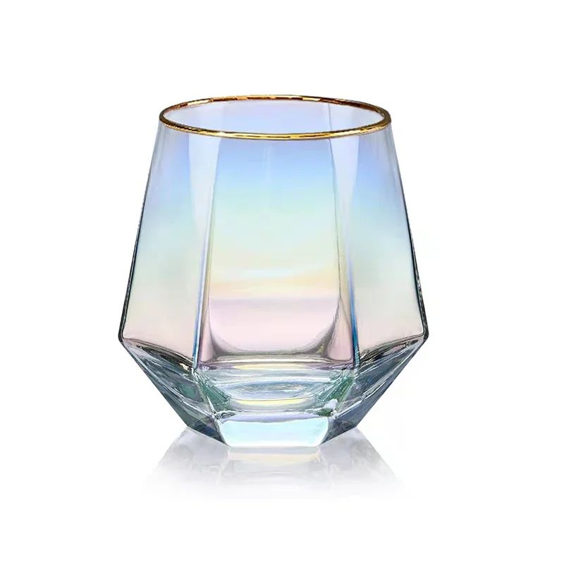 Taças de Vinho Borda Hexagonal 300ml Taça Transparente para Coquetéis Bar Festa Clube Banquete Utensílio para Beber Champanhe Limonada Água