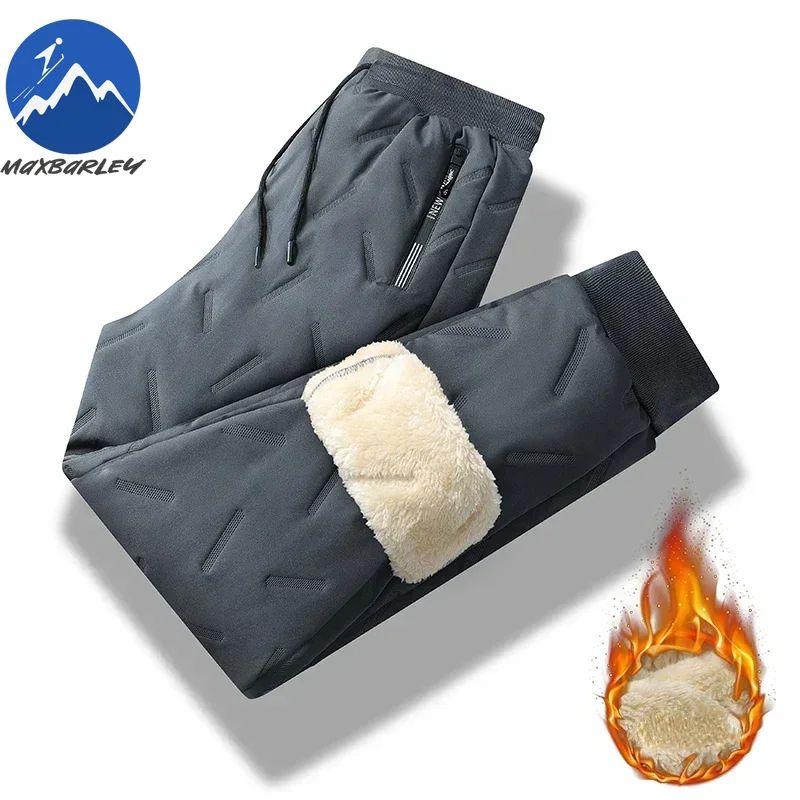 Calça Masculina de Inverno 8GG Grossa Acolchoada de Pluma Calça Esportiva Masculina de Alta Qualidade com Cordão Calça Jogger Masculina para Exterior Lazer Solta Acolchoada de Pluma