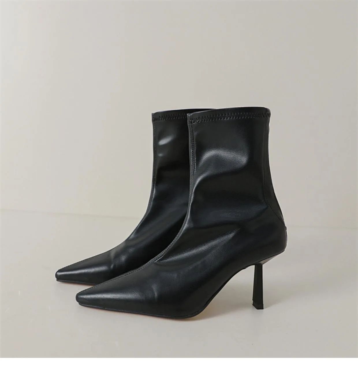 2024 New Autumn Winter Pointed Toe Women Ankle Boots Fashion Zipper Shoes Thin High Heel Women's Morder Short Booties D214