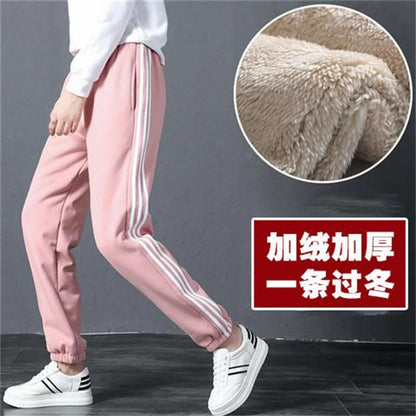 New Women's Pants Winter Casual Gym Sweatpants Warm Fleece Trousers Female Workout Lamb Wool Thick Sports Pants for Women