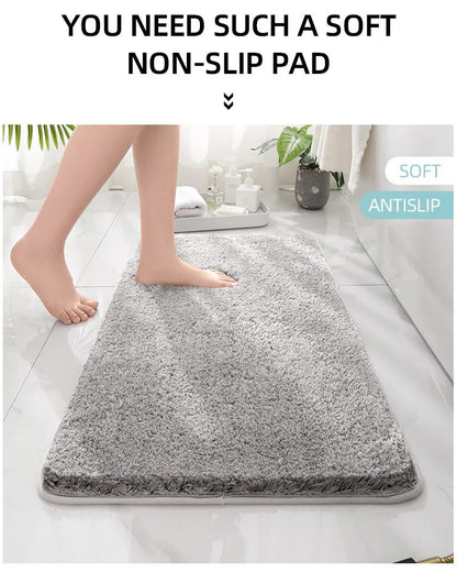 Tapete de chão de banheiro arredondado e espesso, tapete absorvente para banheira, material de pelúcia, tapete antiderrapante para os pés, capacho de entrada, banheiro