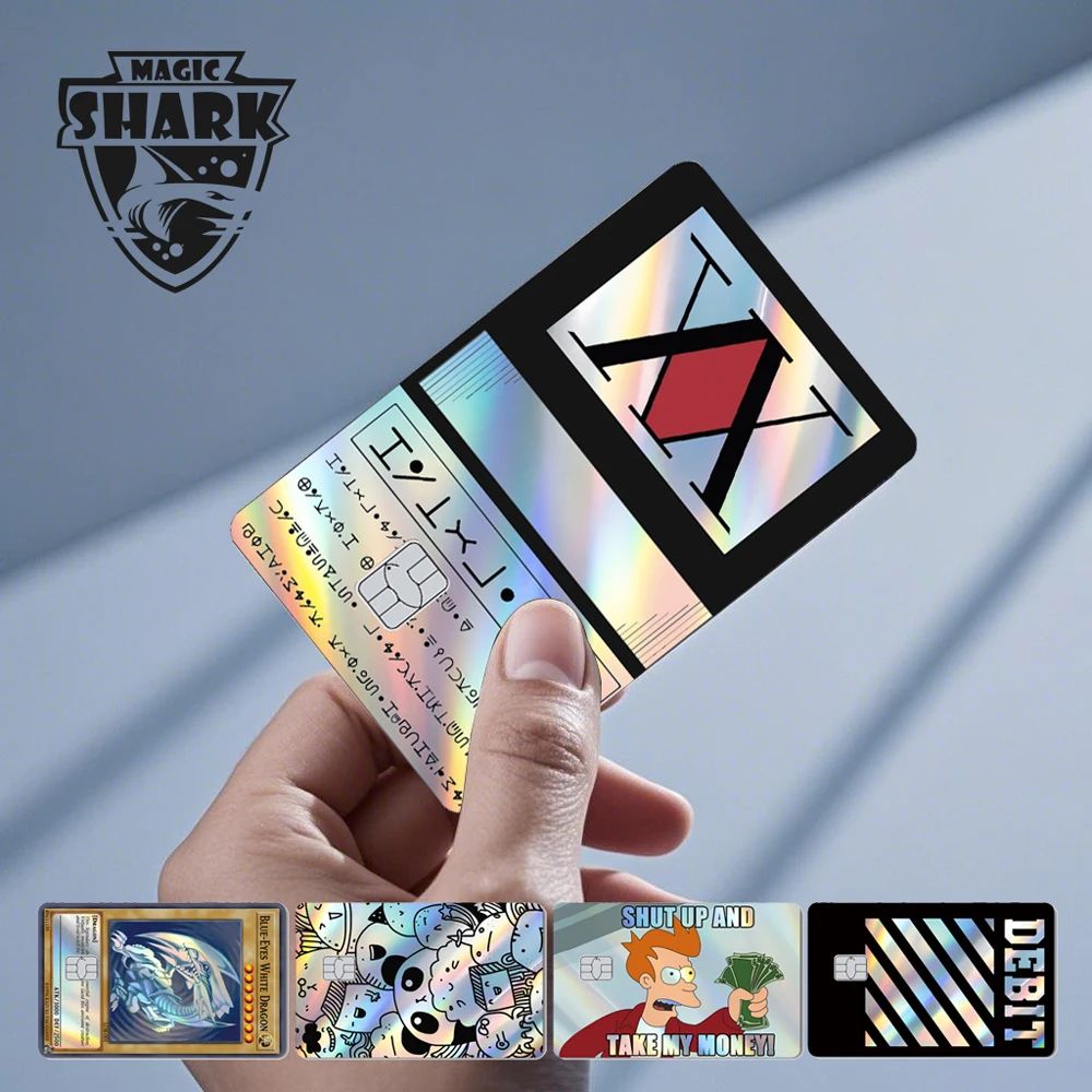 Filme de cobertura holográfico a laser Magic Shark Skull Panda Hunter Broke Blue Eyes Dragon para cartão de crédito e débito bancário