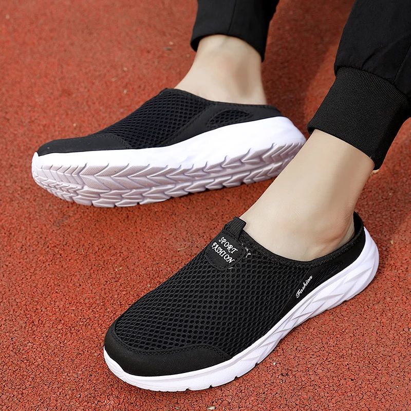 Fashion Men Half Slippers Anti-slip Men's Casual Shoes Lightweight Male Flat Slippers Breathable Fashion Slip on Flats Outdoor