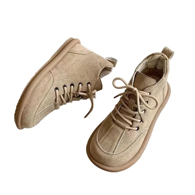 Shoes for Women 2025 New Retro Casual Solid Women's Flats Round Toe Flat Shoes for Women Lace-up Outdoor Anti-slip Women's Shoes