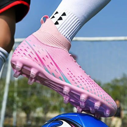 Red Male Football Boots Outdoor Training Football Field Cleats Man Lace-Up Anti-Slip Men’s Soccer Shoes Society botas de futbol