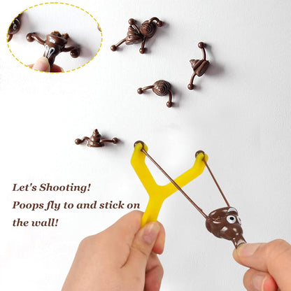 12pcs Mini Rubber Slingshot Poop Slingshot Toy Flying Poop Toys Smiling Stretchy Toy Stress Relief Toy Gift for Kids Adult Party