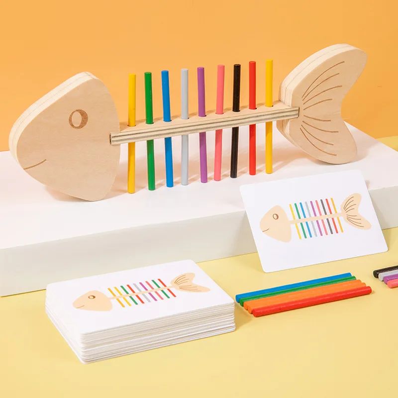 Montessori Fish Bone Matching Puzzle Toy Color Classification and Sensory Matching Game Children's Growth Gift Toy
