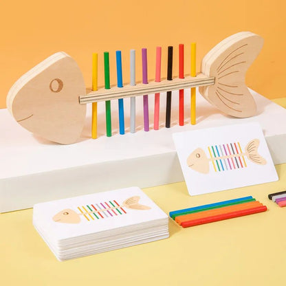 Montessori Fish Bone Matching Puzzle Toy Color Classification and Sensory Matching Game Children's Growth Gift Toy