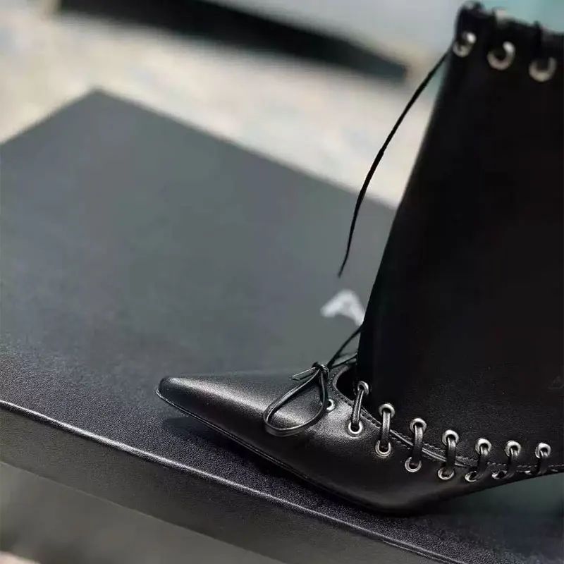 6.5 cm Heel Short Boots Pointed Fashionable Buckle Fashion Versatile Cool Women Boots Women Shoes  Ladies Shoes Botas De Mujer