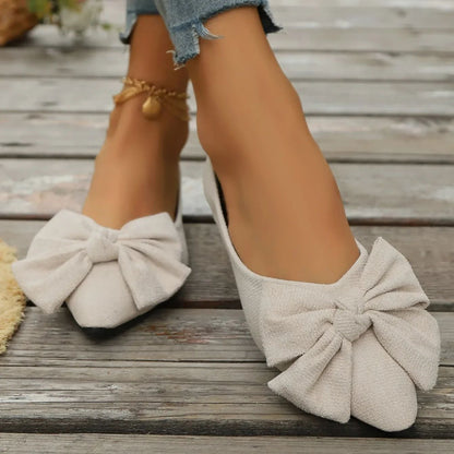 Women's Shoes 2025 Spring Pointed Women's Flats Fashion Bow Loafers Slip on Walking Flat Shoes Ladies Shallow Comfort Sneakers