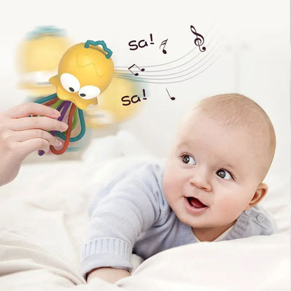 Jellyfish Grinding Gum Rocking Bell for Babies Aged 0-3 Years Old, Multifunctional Hand Grip, Water Boiling Toy Safe and Durable