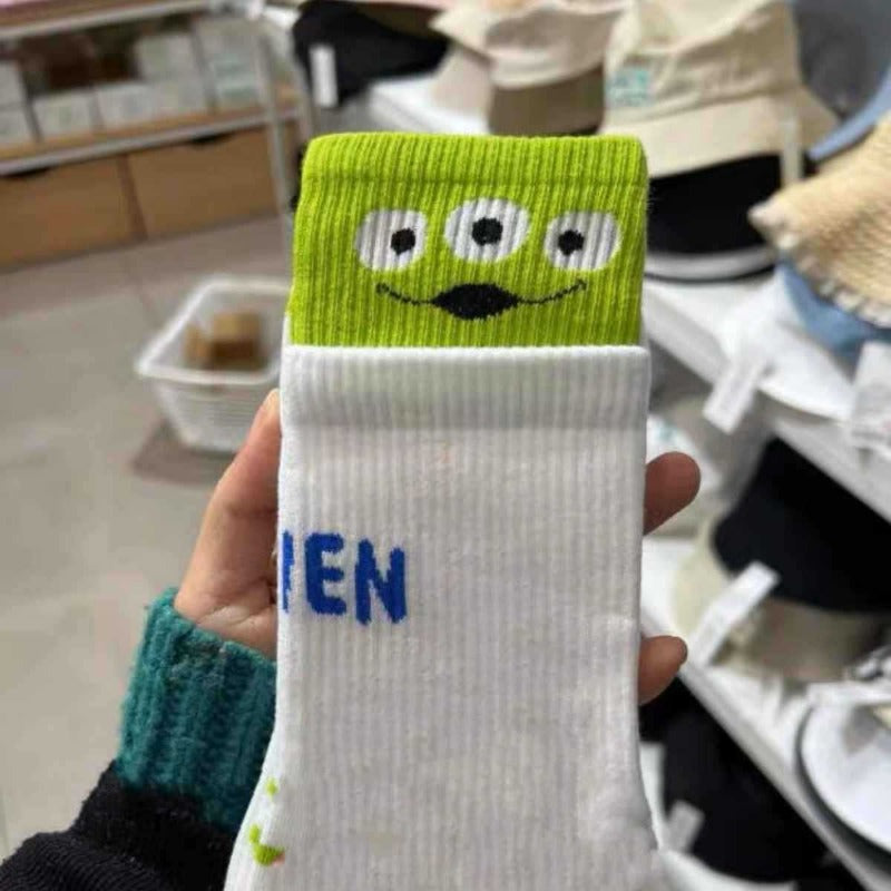 Disney Lotso Socks Women Breathable Cotton Casual Sports Sock Girls Student Autumn Winter Kawaii Mid Tube Skateboard Socks Gift