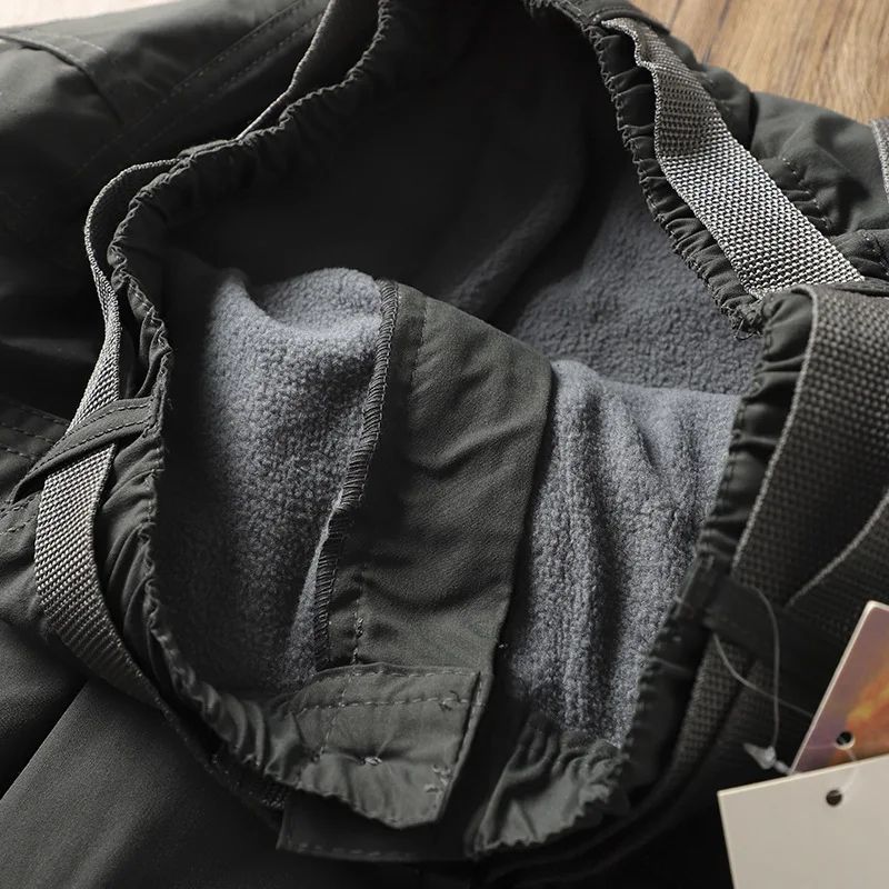 Calças Masculinas de Caminhada ao Ar Livre em Fleece Engrossado Corta-Vento Impermeável Soft Shell Reta Calças de Trabalho Resistentes ao Frio e Quentes