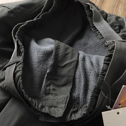 Calças Masculinas de Caminhada ao Ar Livre em Fleece Engrossado Corta-Vento Impermeável Soft Shell Reta Calças de Trabalho Resistentes ao Frio e Quentes