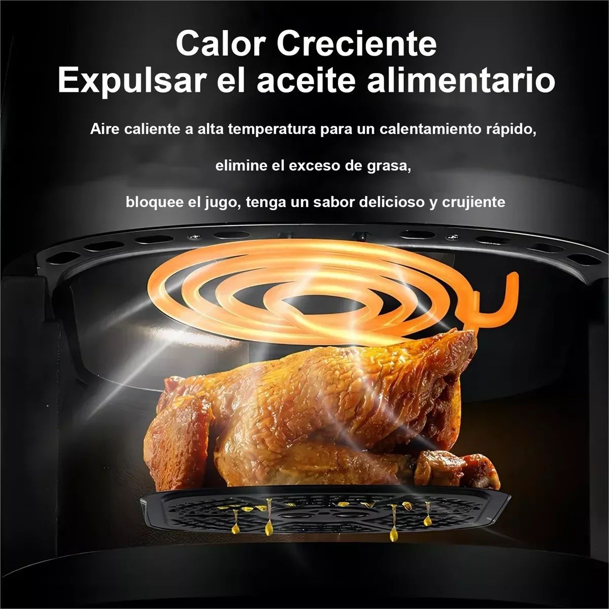 Fritadeira sem Óleo 1400W 8L para Uso Doméstico, Programável, Smart LED Touch, Ciclo Térmico, Forno, Batata Frita, Frango