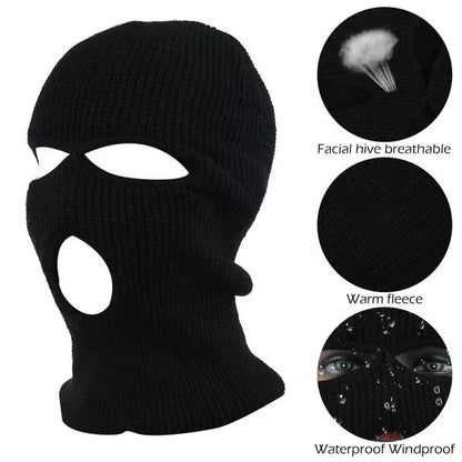 Men's Winter Knitted Balaclava, Windproof Ski Mask, Warm Wool Motorcycle Hat