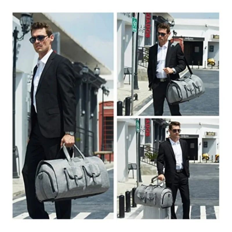 2025 New Men Waterproof Weekend Travel Work Large Capacity Multifunctional Hand Luggage Storage Two-in-One Convertible Suit Bag