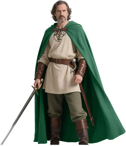 Joukavor Renaissance Hooded Cape Medieval Linen Cloak with Hood for Women Men