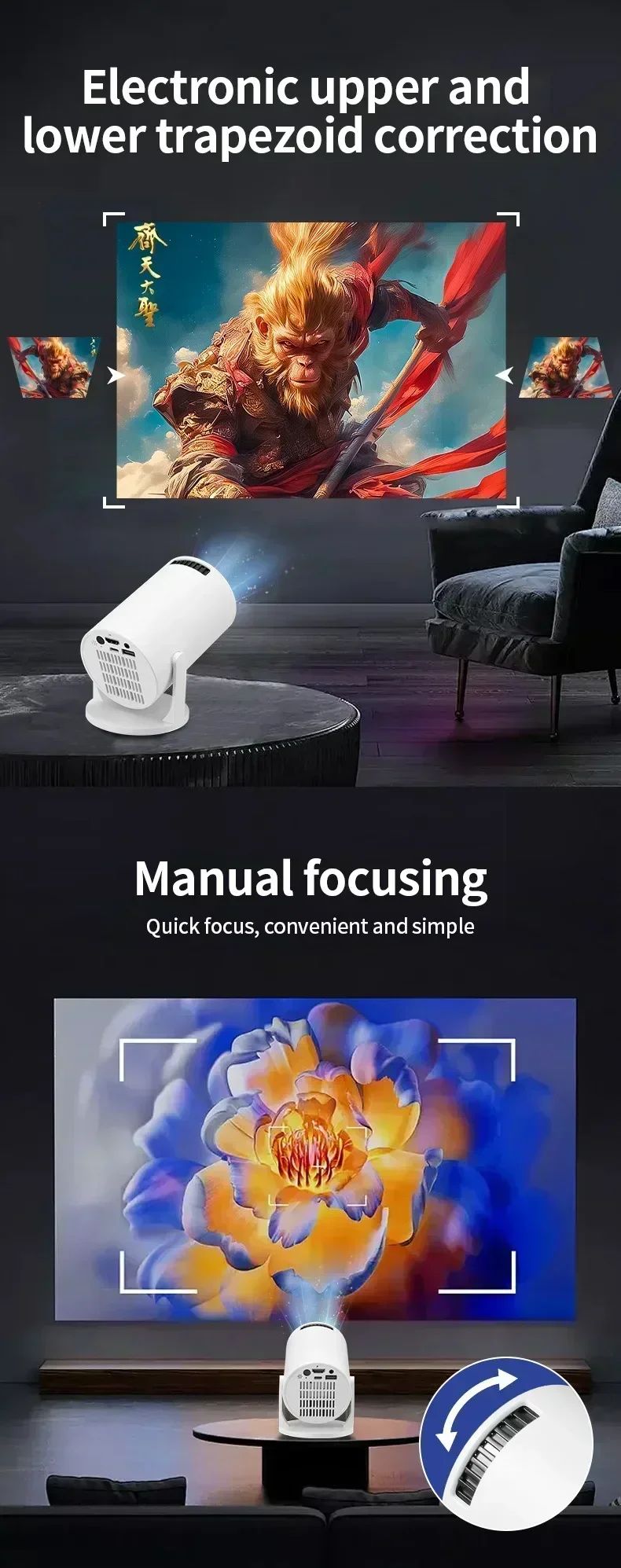 Novo Projetor 4K Android 11 HY300 Wifi6 290ANSI Allwinner H713 BT5.0 1080P 1280*720P Cinema Projetores Portáteis para Exterior?