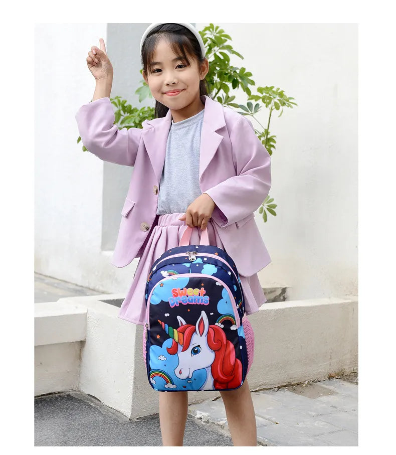 Bolsa Escolar Unicórnio de Desenho Animado para Meninos Meninas, Mochila Escolar de Grande Capacidade, Mochila de Jardim de Infância e Ensino Fundamental, Bolsa Infantil Kawaii