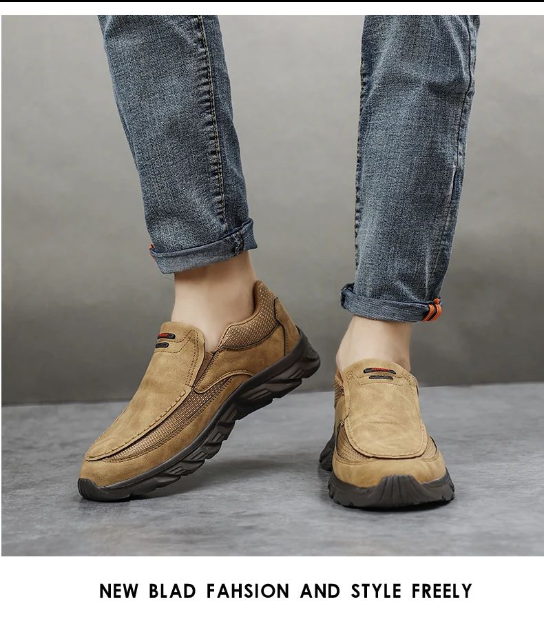 Men Leather Casual Shoes Breathable Loafers Men Sneakers 2024 New Male Comfortable Leather Flat Footwear Sneakers Men Shoes