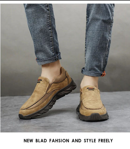 Men Leather Casual Shoes Breathable Loafers Men Sneakers 2024 New Male Comfortable Leather Flat Footwear Sneakers Men Shoes