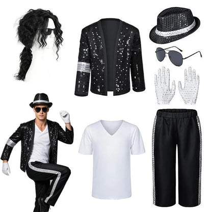 Adult Women Men Pop Star Michael Jackson Cosplay Costume Wig Halloween Stage Performance Hip Hop Dance  Family Clothing 2026 80s