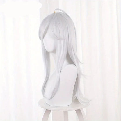 Anime Sumeru Cosplay Cyno Peruca Longa Prata Branca Halloween Cyno Cosplay Peruca Sintética Resistente ao Calor