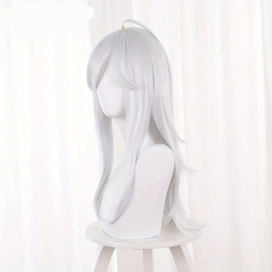 Anime Sumeru Cosplay Cyno Peruca Longa Prata Branca Halloween Cyno Cosplay Peruca Sintética Resistente ao Calor