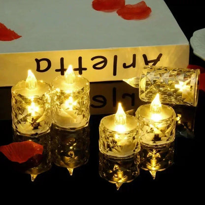 LED Crystal Candle Light with Battery Flameless Candle Light Electronic Night Lamp Dating Party Holiday Home Wedding Decoration