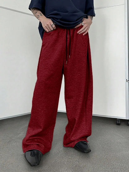 2025 men's wide leg sweatpants, European and American men's and women's sweatpants, waist drawstring straight leg loose casual s