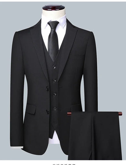 High quality Men Solid color Business - stylish handsome groom best man wedding dress 3/2/1 Single piece optional