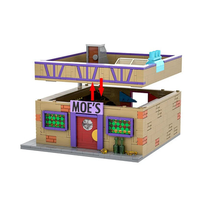 MOC Anime Simpsonized Moe's Tavern Building Blocks Model Springfield Moe's Tavern Modular Bricks Montar Brinquedos Presentes de Aniversário para Crianças