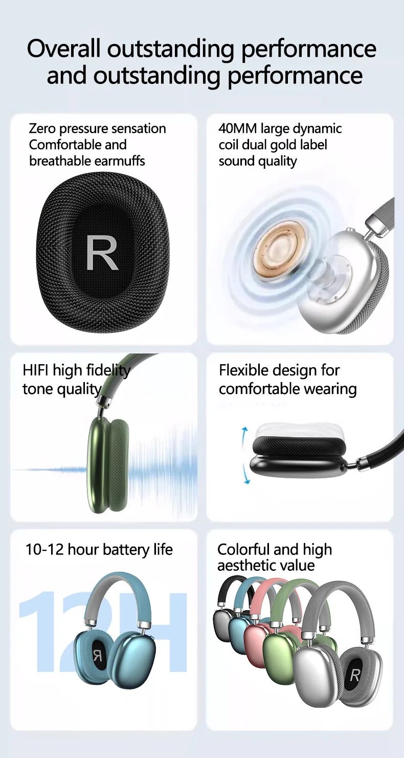 Fone de Ouvido Sem Fio Montado CEKACA P959, Suporte para Cartão, Compatível com Celulares 5.3, Acessórios para Fones de Ouvido