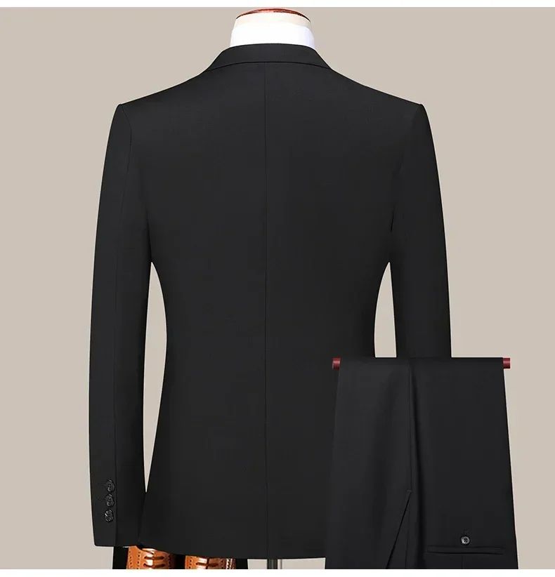 Suit 8XL (Blazer + Trousers) Men Korean Version of The Youth Elegant Fashion Simple Casual Gentleman Best Man Suit 2 Piece Suit