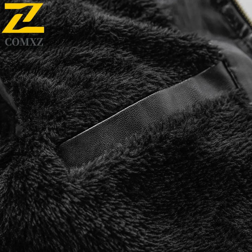 Men Yellow PU Leather Jacket Patchwork Biker Jackets  Casual Zipper Coat Male Motorcycle Jacket Slim Fit Fur Lined Outwear Coat