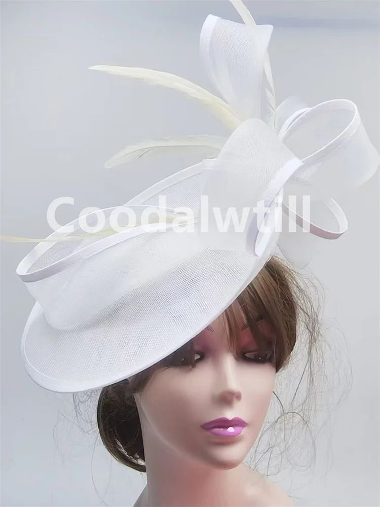 Chapéu Fascinator de Casamento Feminino, Chapéu de Millinery para Eventos Formais na Igreja, Chá, Corrida Kentucky Derby, Chapeau com Pena