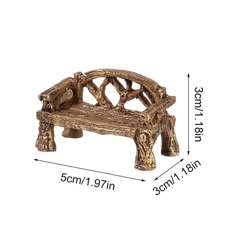 1SET Doll House Miniature Bench Stools White Chair Cute Fairy Garden Gnome Moss Terrarium Bonsai DIY Craft Home Decoration